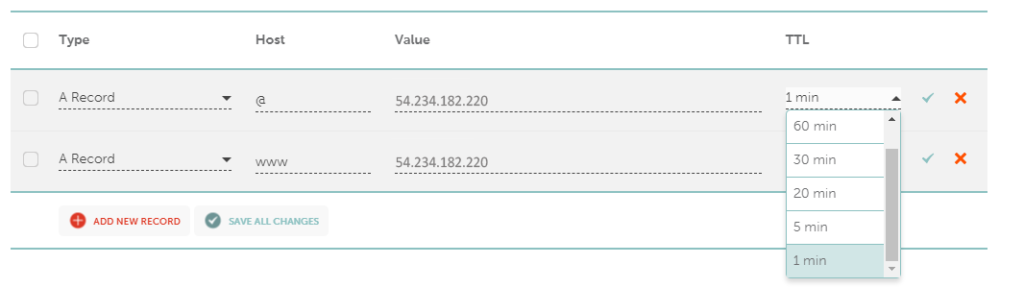 add your server IP address in the DNS record section