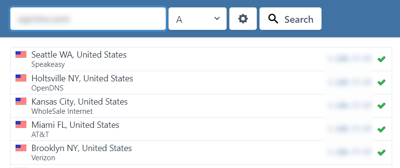 check the propagation on whatsmydns and select A from the drop-down list