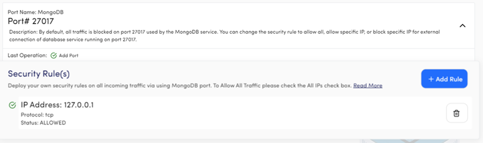 Port Name: MongoDB